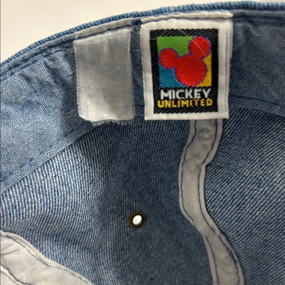 Mickey Unlimited Vintage 90s Disney Denim Dad Hat Embroidered Mickey Mouse OS